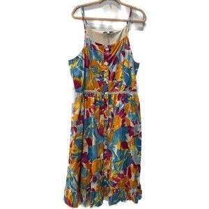 HARLOW & ROSE SUMMER DRESS SPAGHETTI STRAPS FRONT BUTTONS FLORAL DESIGN Size‎ 2X